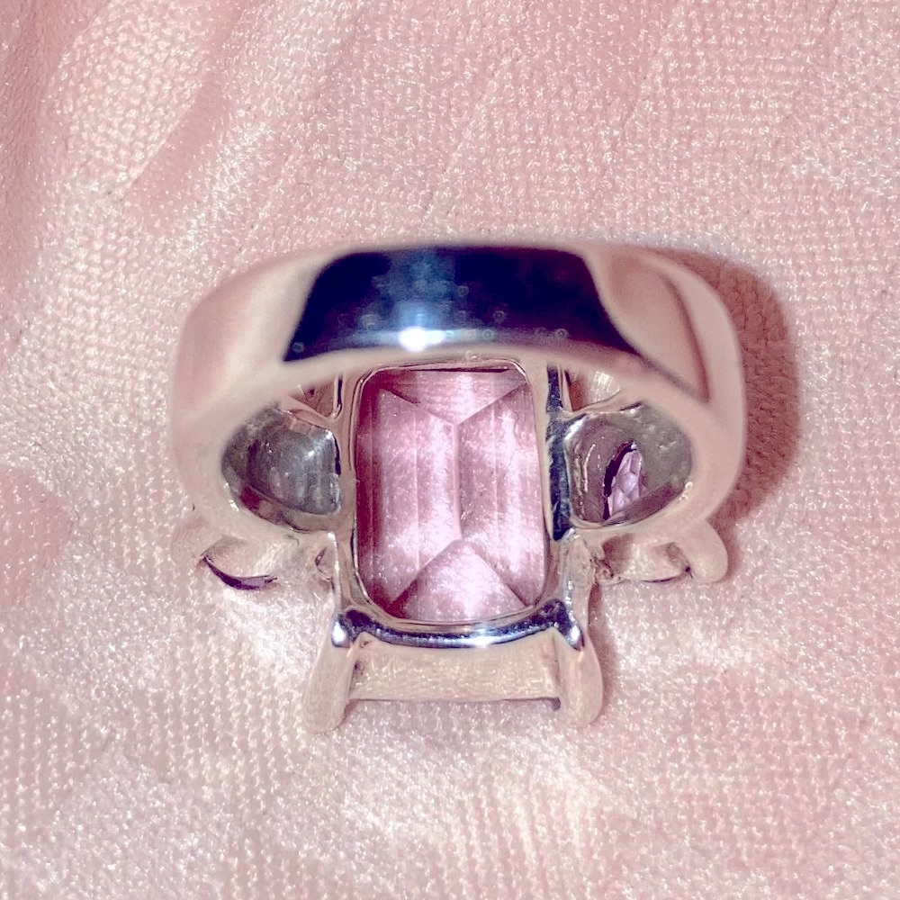 ENGAGEMENT RING: AMETHYST 3 Stone Ring—Bold, Modern Ring in Classic Design - Picture 3 of 5